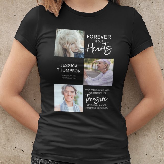 Memorial 3 Photo Collage Funeral T-Shirt (Creator Uploaded)