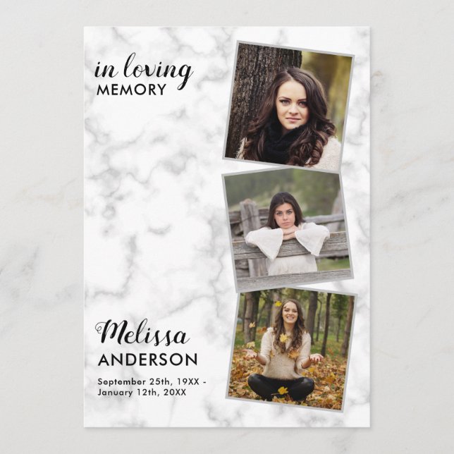 Memorial 3 Photo Order Of Service Funeral Program (Front)