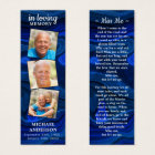 Memorial 3 Photo Poem Funeral Prayer Bookmark Blue