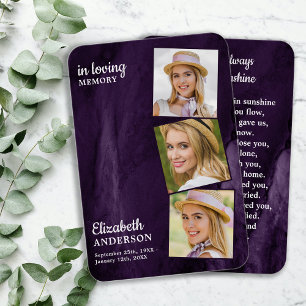 Memorial 3 Photo Remembrance Funeral Prayer Card