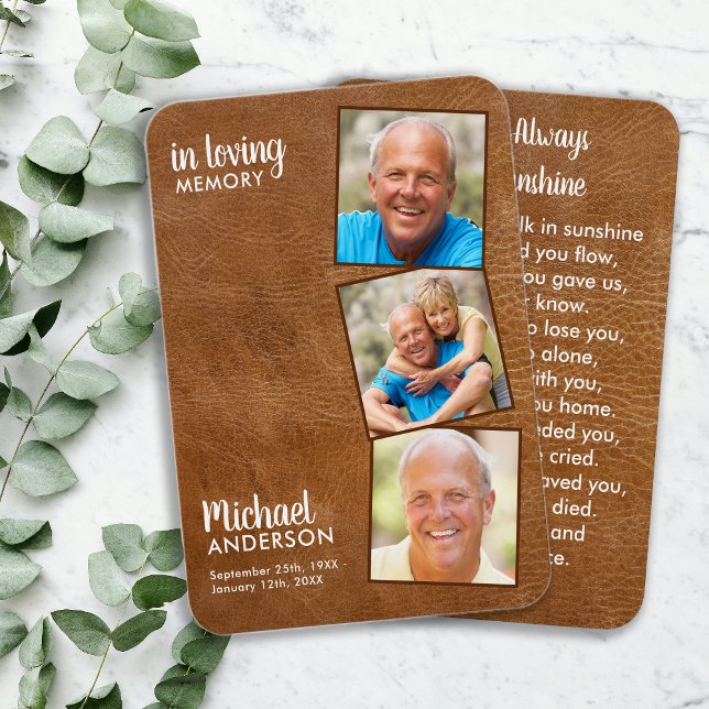 Memorial 3 Photo Sympathy Funeral Prayer Card (Creator Uploaded)