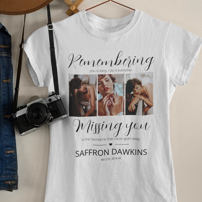 Memorial 3 Photo Tribute T-Shirt (Creator Uploaded)