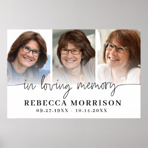 Memorial 3 Photos Script In Loving Memory Poster