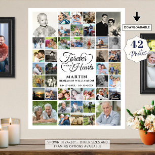 Memorial 42 Photo Collage FOREVER IN OUR HEARTS Po Poster