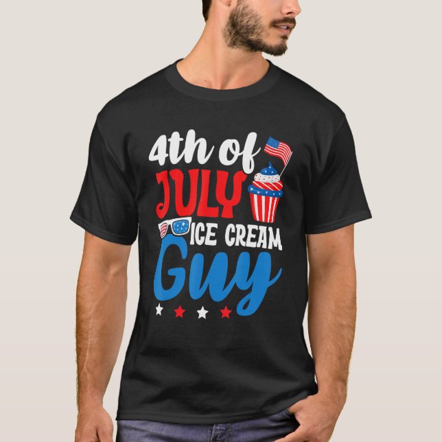 Memorial 4th Day of July Holiday Patriotic Ice Cre T-Shirt (Front)