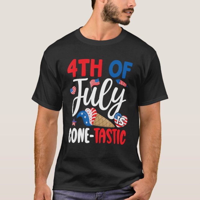 Memorial 4th Day of July Holiday Patriotic Ice Cre T-Shirt (Front)