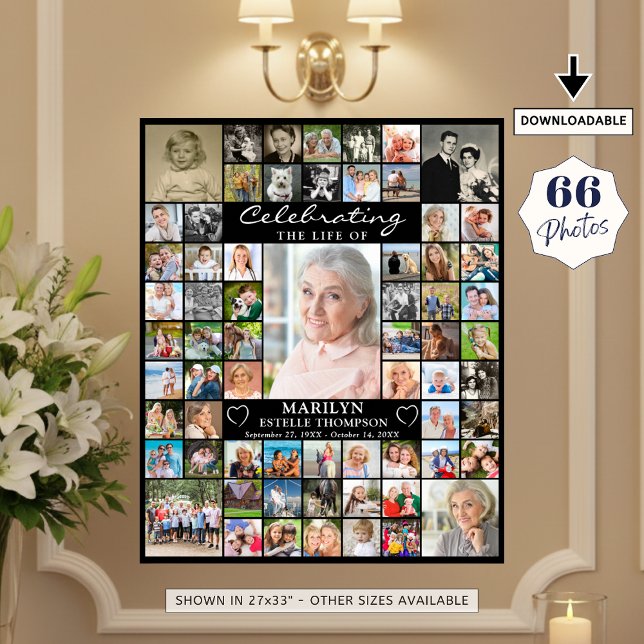 Memorial 66 Photo Collage Celebrating the Life of Poster (Creator Uploaded)