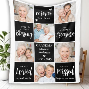 Memorial 6 Photo Collage Personalised Sympathy  Fleece Blanket