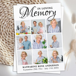 Memorial 9 Photo Collage Funeral Prayer Card