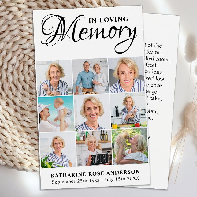 Memorial 9 Photo Collage Funeral Prayer Cards (Creator Uploaded)