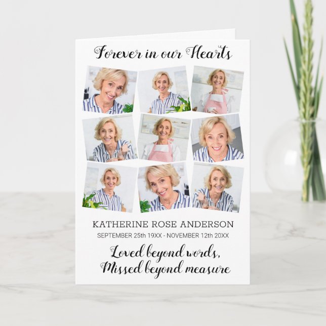 Memorial 9 Photo Modern Order Of Service Funeral Program (Front)