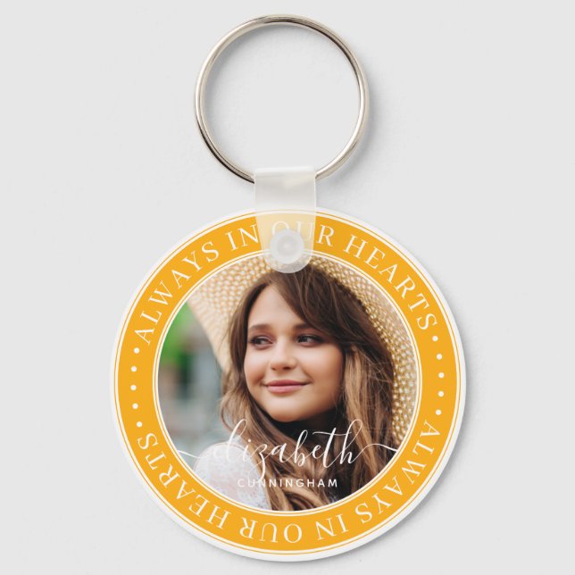Memorial Always In Our Hearts  Elegant Photo Key Ring (Front)