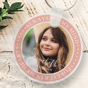 Memorial Always On My Mind Elegant Photo Key Ring