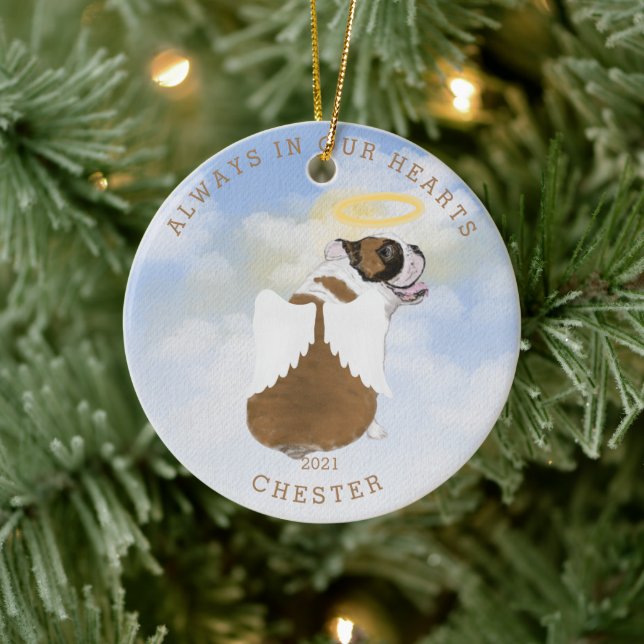 memorial angel dogs wings photo ceramic ornament (Tree)