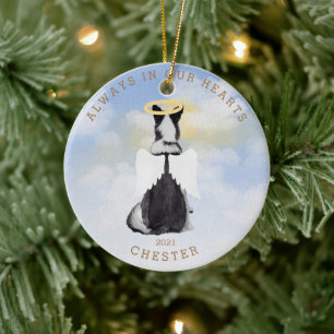 memorial  angel dogs wings photo ceramic ornament