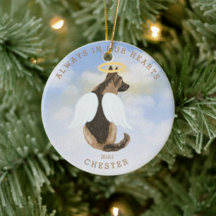 memorial  angel dogs wings photo ceramic ornament