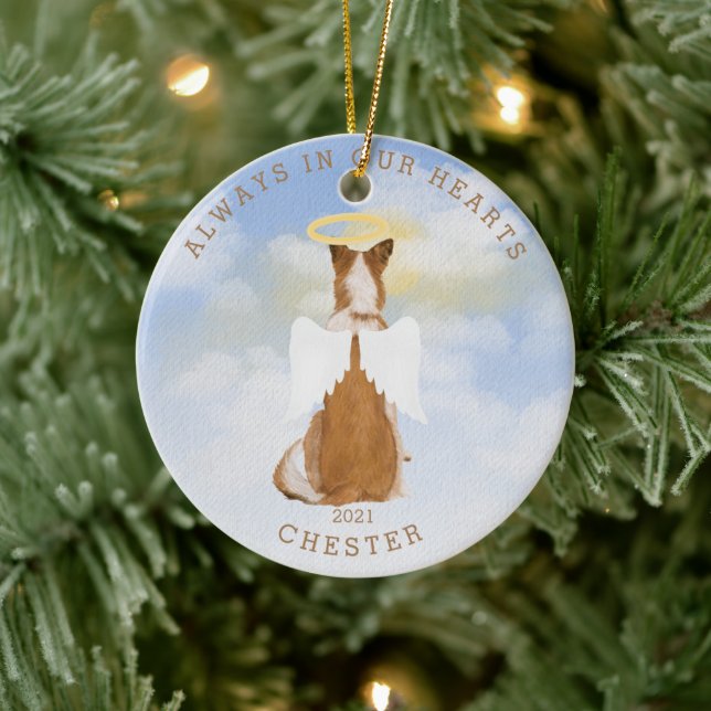 memorial  angel dogs wings photo ceramic ornament (Tree)