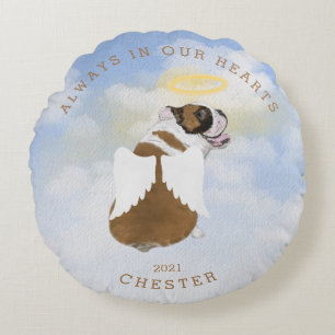 memorial angel dogs wings photo round cushion