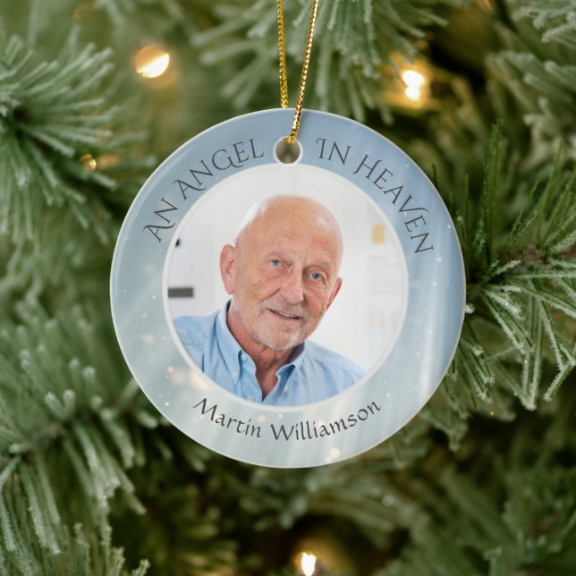 Memorial ANGEL IN HEAVEN Photo Keepsake Ceramic Ornament (Tree)