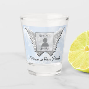 Memorial Angel Wings Add Photo Shot Glass
