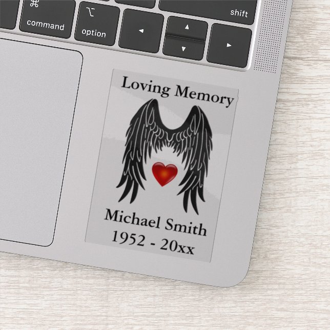 Memorial Angel Wings Vinyl Car Decal Window (Detail)