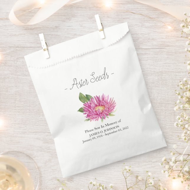 Memorial Aster Seed Funeral  Favour Bag (Clipped)