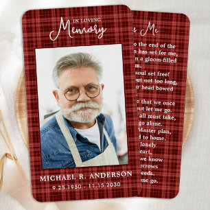 Memorial Autumn Plaid Photo Funeral Prayer Card