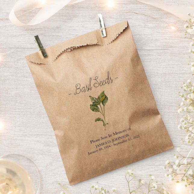 Memorial Basil Seed Funeral Favour Bag (Clipped)