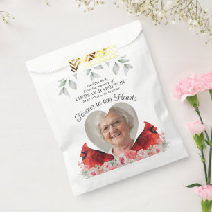 Memorial Bird Seed Cardinal Heart Photo Funeral Favour Bag