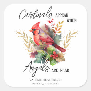  Memorial Bird Seed Cardinals Appear Square Sticker