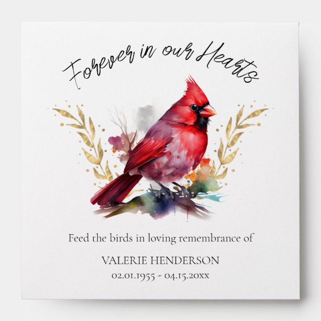 Memorial Bird Seeds Funeral Keepsake Cardinal Envelope (Front)