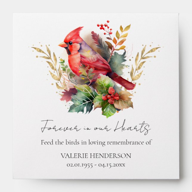 Memorial Bird Seeds Funeral Keepsake Cardinal Envelope (Front)