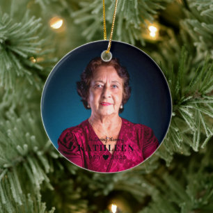 Memorial Black Full Photo Front Back Ceramic Ornament