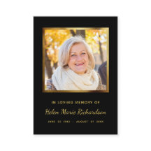 Memorial Black Funeral In memoriam Wake Card