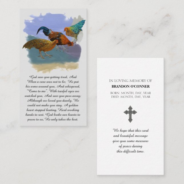 Memorial Blessing in Purple, Blue, Orange, Prayer Business Card (Front/Back)