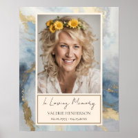 Memorial Blue and Gold Photo Funeral Welcome