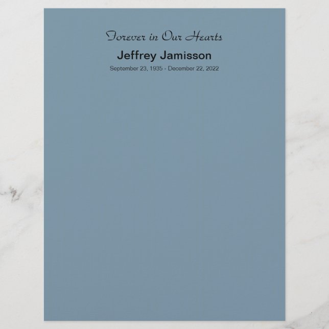 Memorial Book Filler Pages, Blue-Grey (Front)