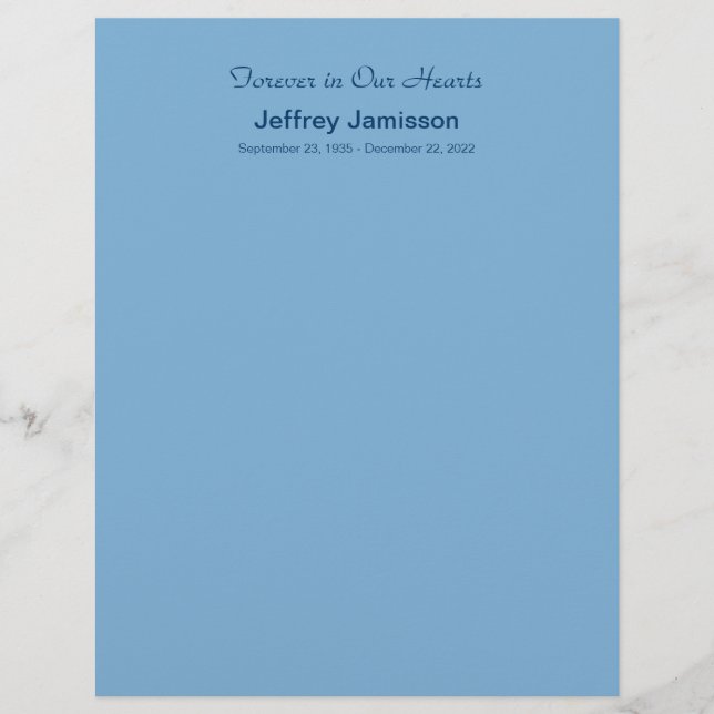 Memorial Book Filler Pages, Light Blue (Front)