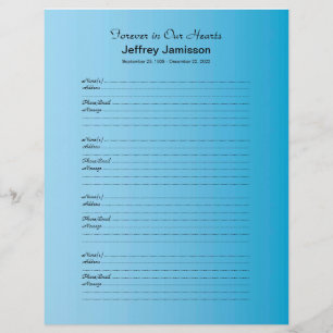 Memorial Book Filler Sign-In Page Blue Gradient