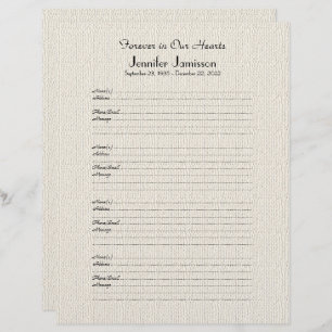 Memorial Book Filler Sign-In Page Faux Burlap