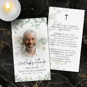 Memorial Botanical Photo Prayer Card