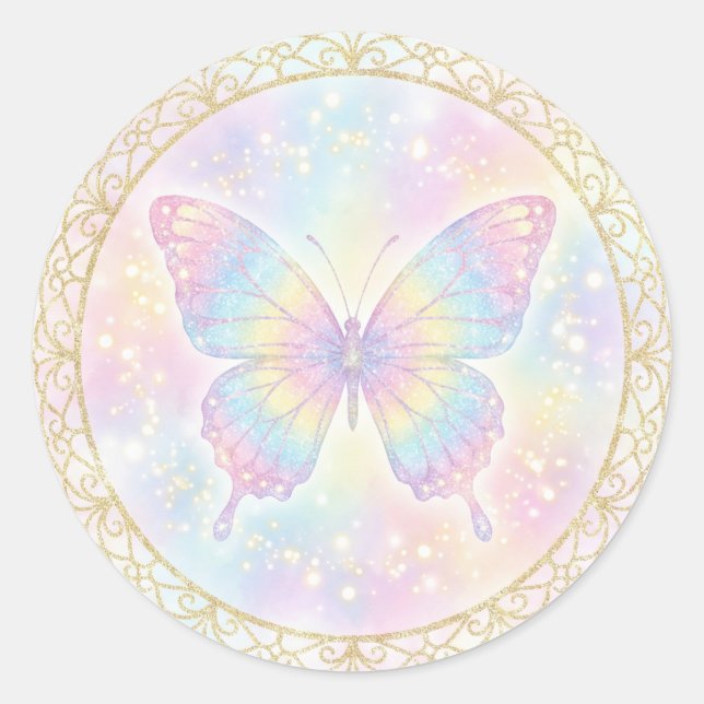 Memorial Butterfly Soft Circle Classic Round Sticker (Front)