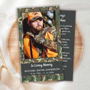 Memorial Camo Funeral Prayer Card Hunter Photo