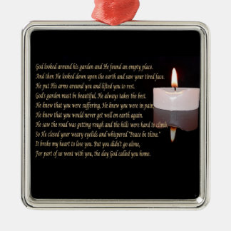 Memorial candle with verse square ornament