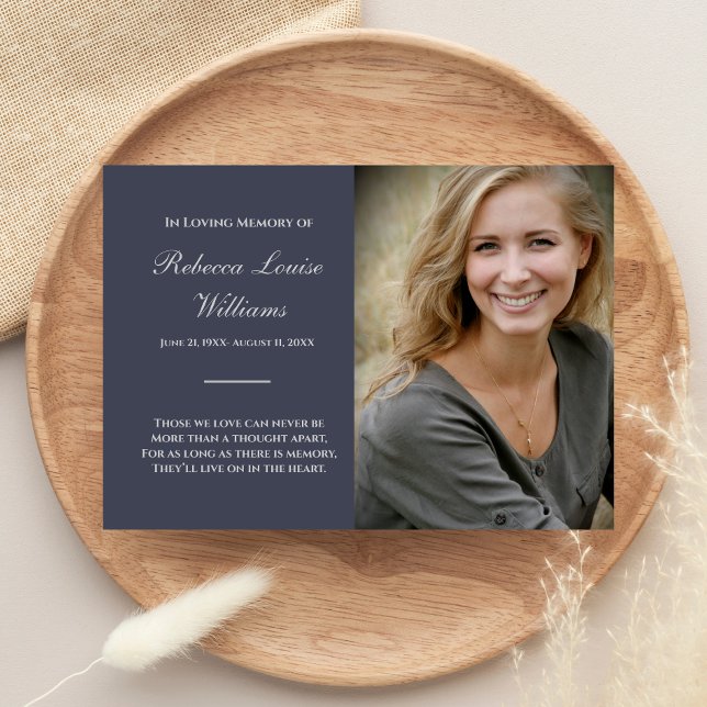 Memorial Card With Photo Funeral Blue Grey (Creator Uploaded)
