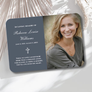 Memorial Card With Photo Funeral Blue Grey