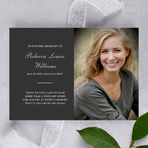 Memorial Card With Photo Funeral Charcoal Grey