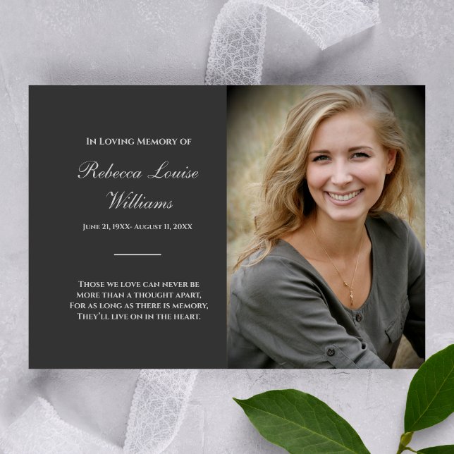Memorial Card With Photo Funeral Charcoal Grey (Creator Uploaded)