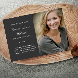 Memorial Card With Photo Funeral Grey