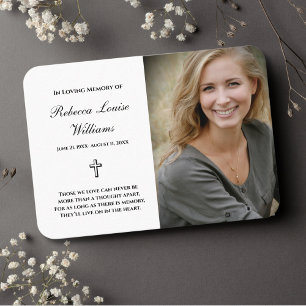 Memorial Card With Photo Funeral White